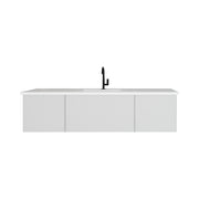 Vitri 66" Single Sink Bathroom Vanity with VIVA Stone Matte White Solid Surface Countertop