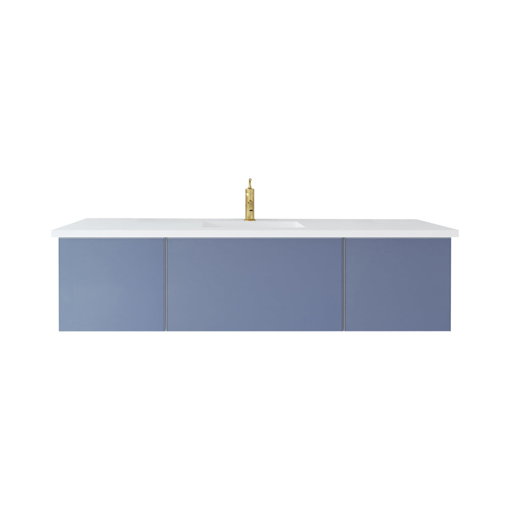 Vitri 66" Single Sink Bathroom Vanity with VIVA Stone Matte White Solid Surface Countertop
