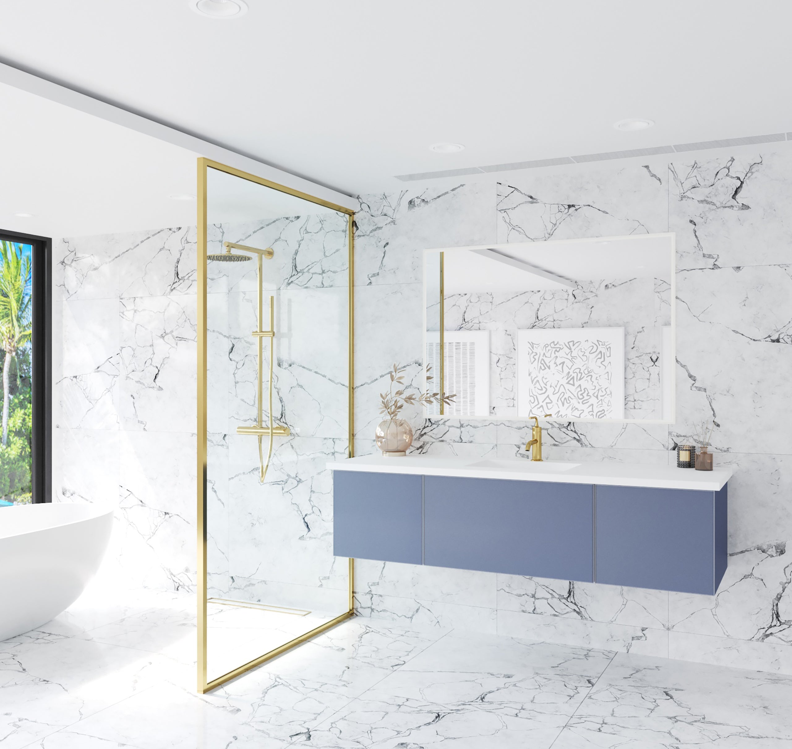 Vitri 66" Single Sink Bathroom Vanity with VIVA Stone Matte White Solid Surface Countertop