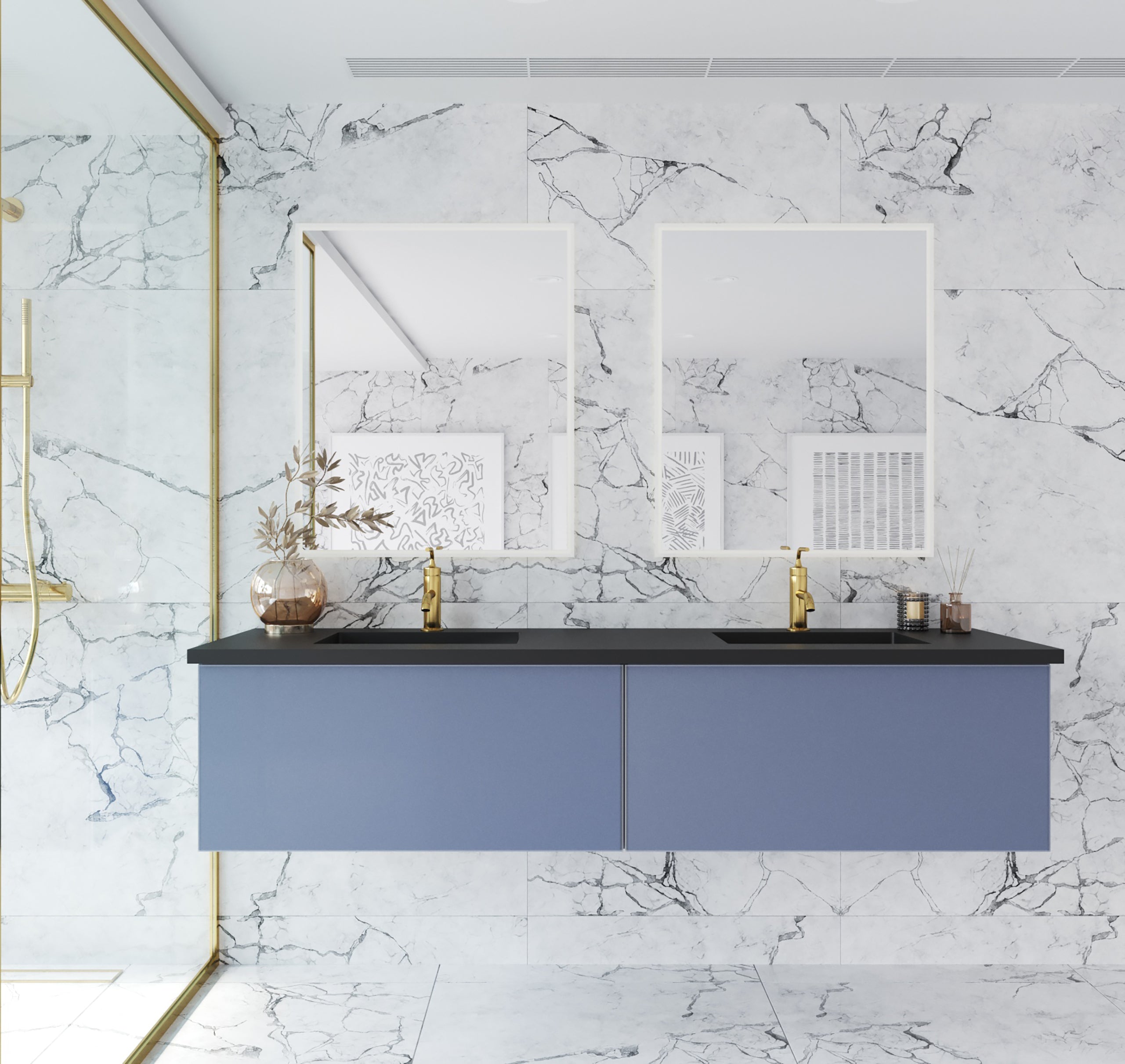 Vitri 72" Double Sink Wall Hung Bathroom Vanity Cabinet