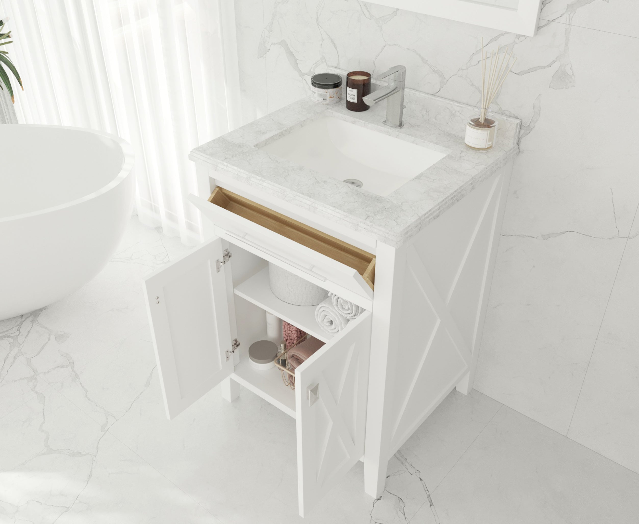 Wimbledon 24" White Bathroom Vanity with Countertop