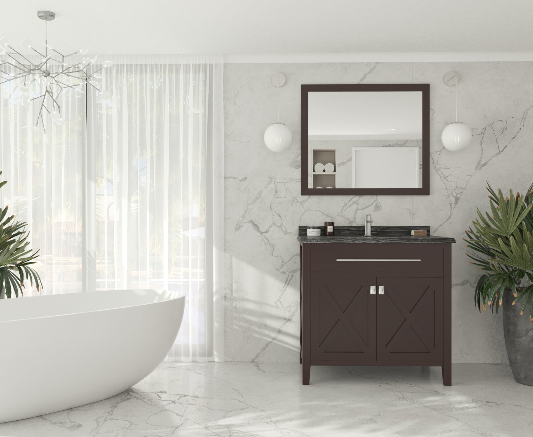Wimbledon 36" Brown Bathroom Vanity with Countertop