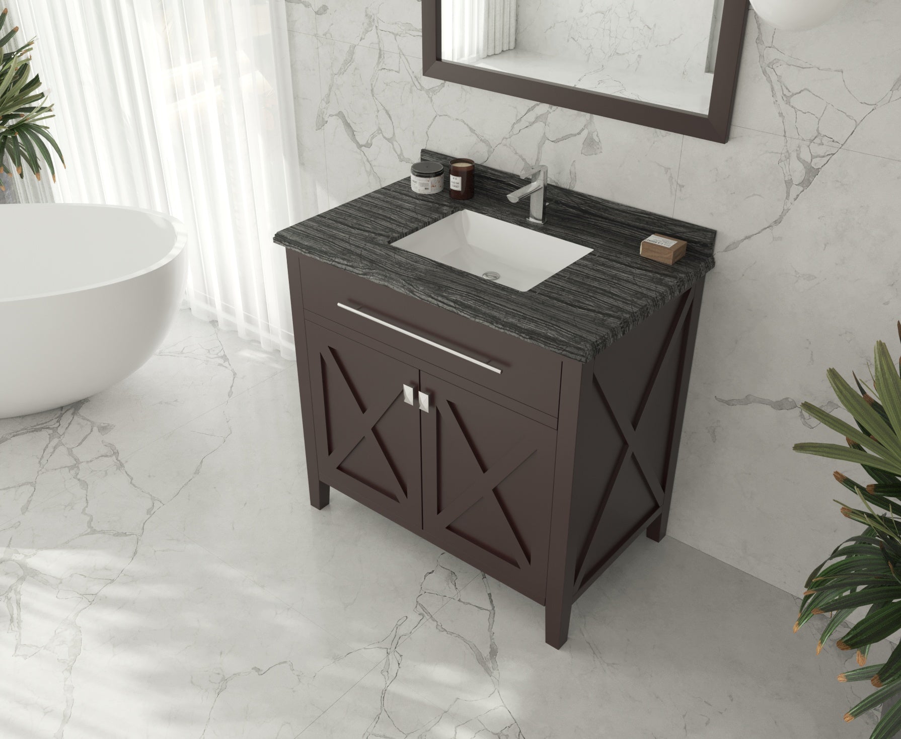 Wimbledon 36" Brown Bathroom Vanity with Countertop