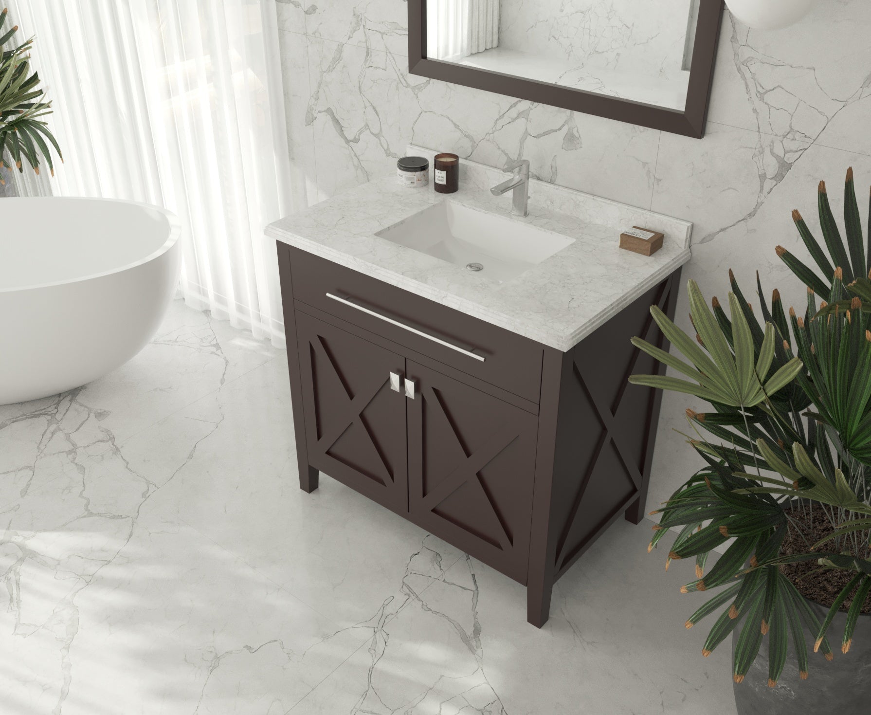 Wimbledon 36" Brown Bathroom Vanity with Countertop