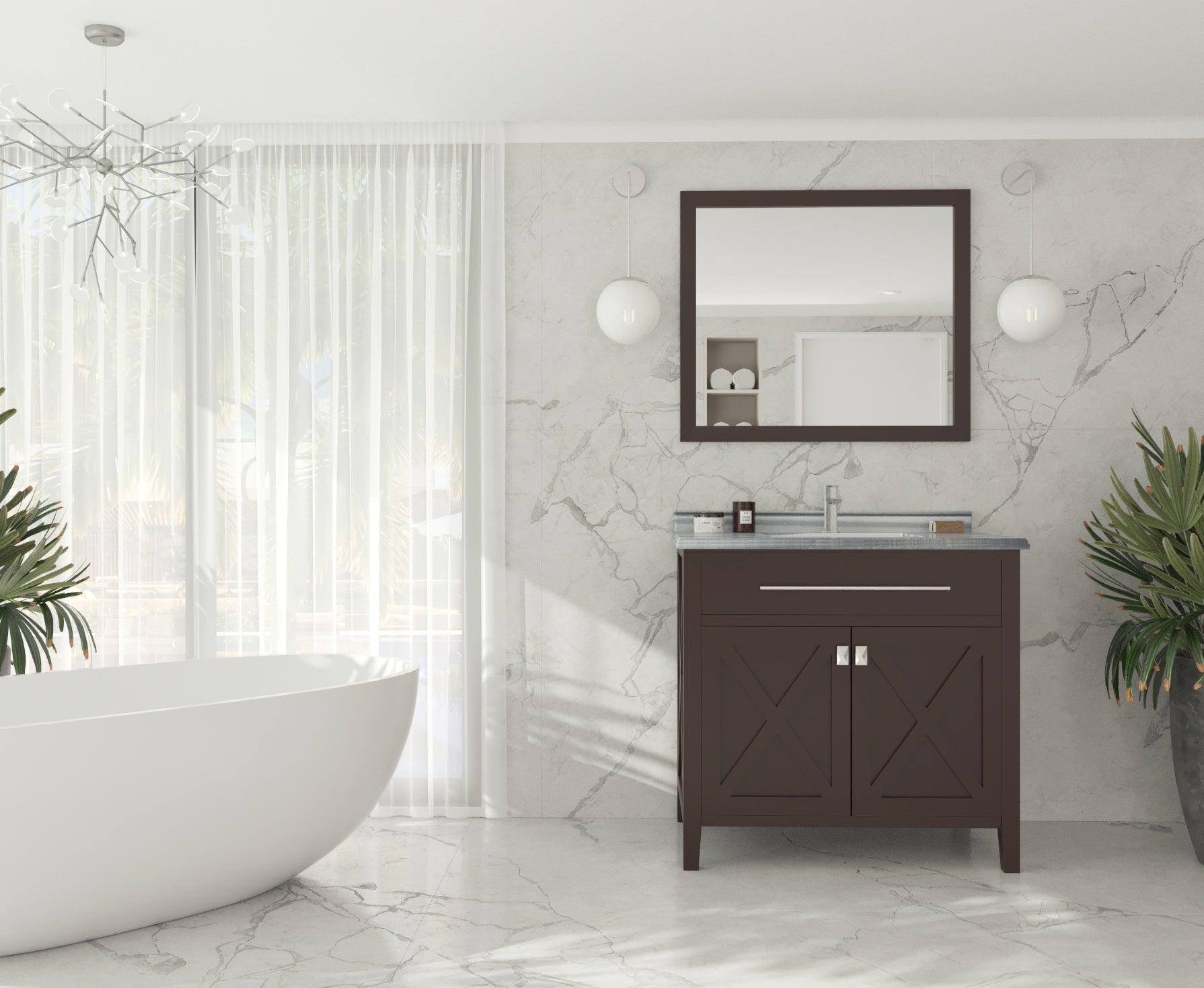 Wimbledon 36" Brown Bathroom Vanity with Countertop