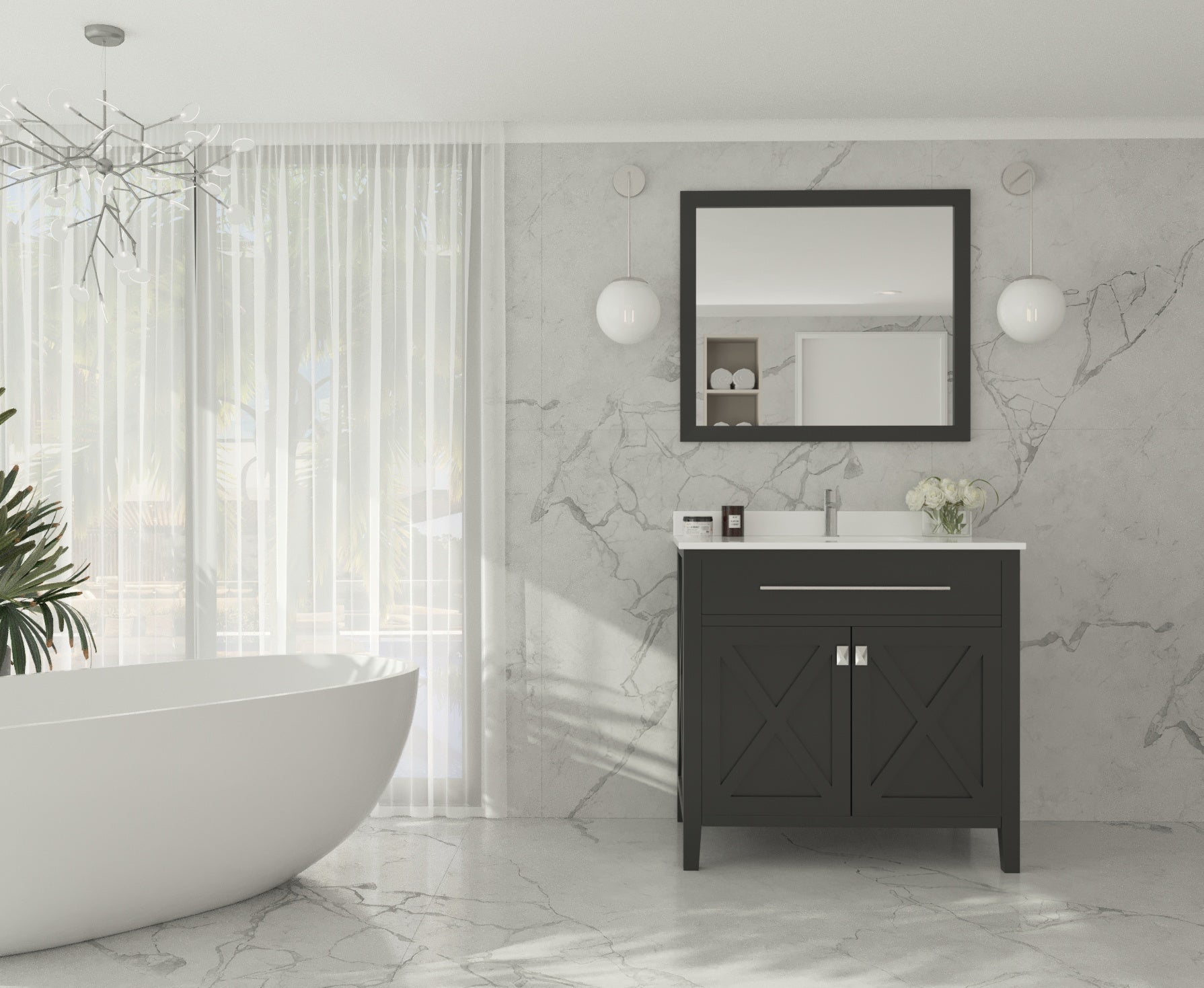 Wimbledon 36" Espresso Bathroom Vanity with Countertop