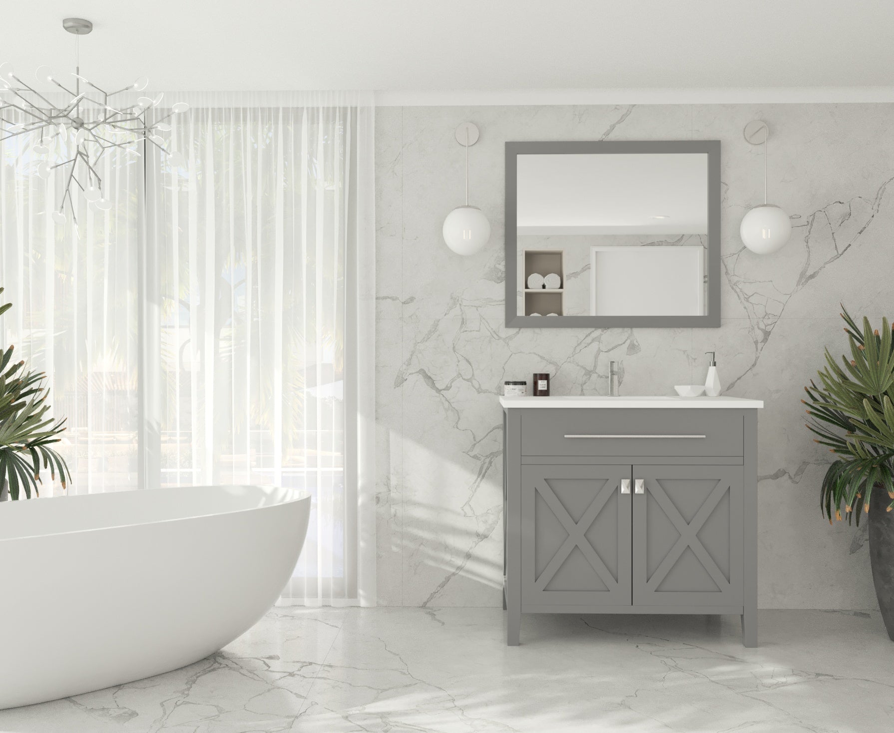 Wimbledon 36" Grey Bathroom Vanity with Countertop