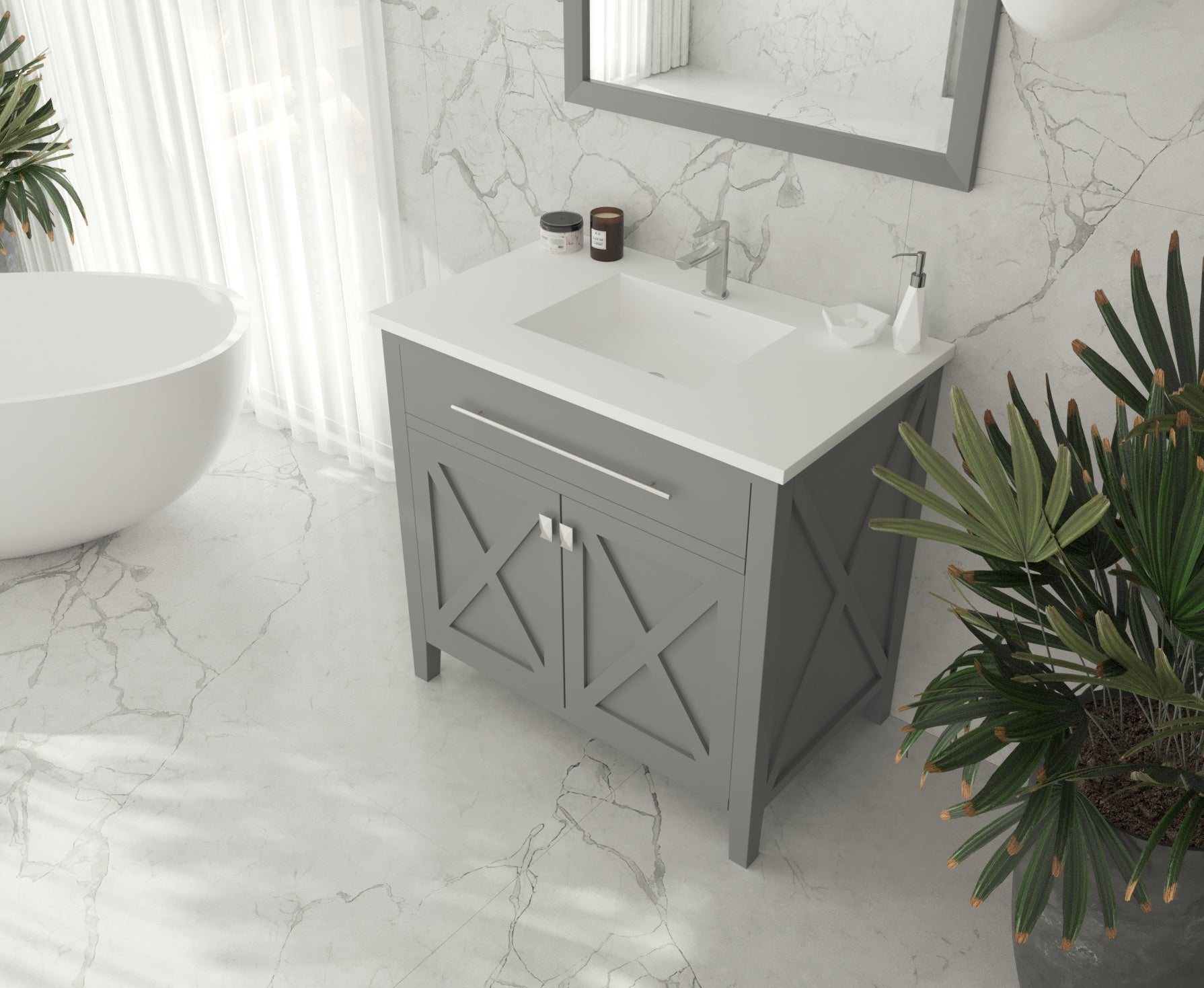 Wimbledon 36" Grey Bathroom Vanity with Countertop