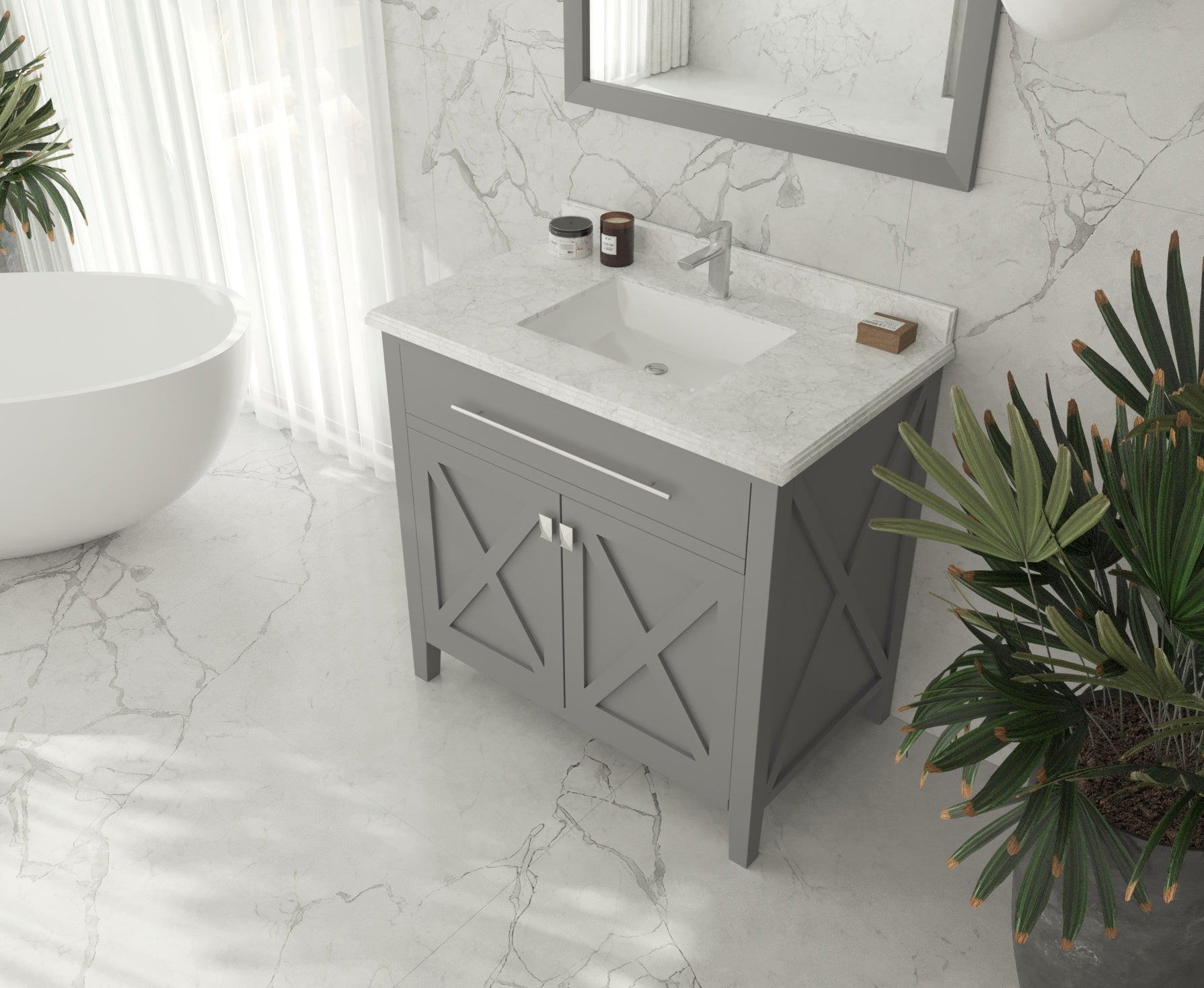 Wimbledon 36" Grey Bathroom Vanity with Countertop