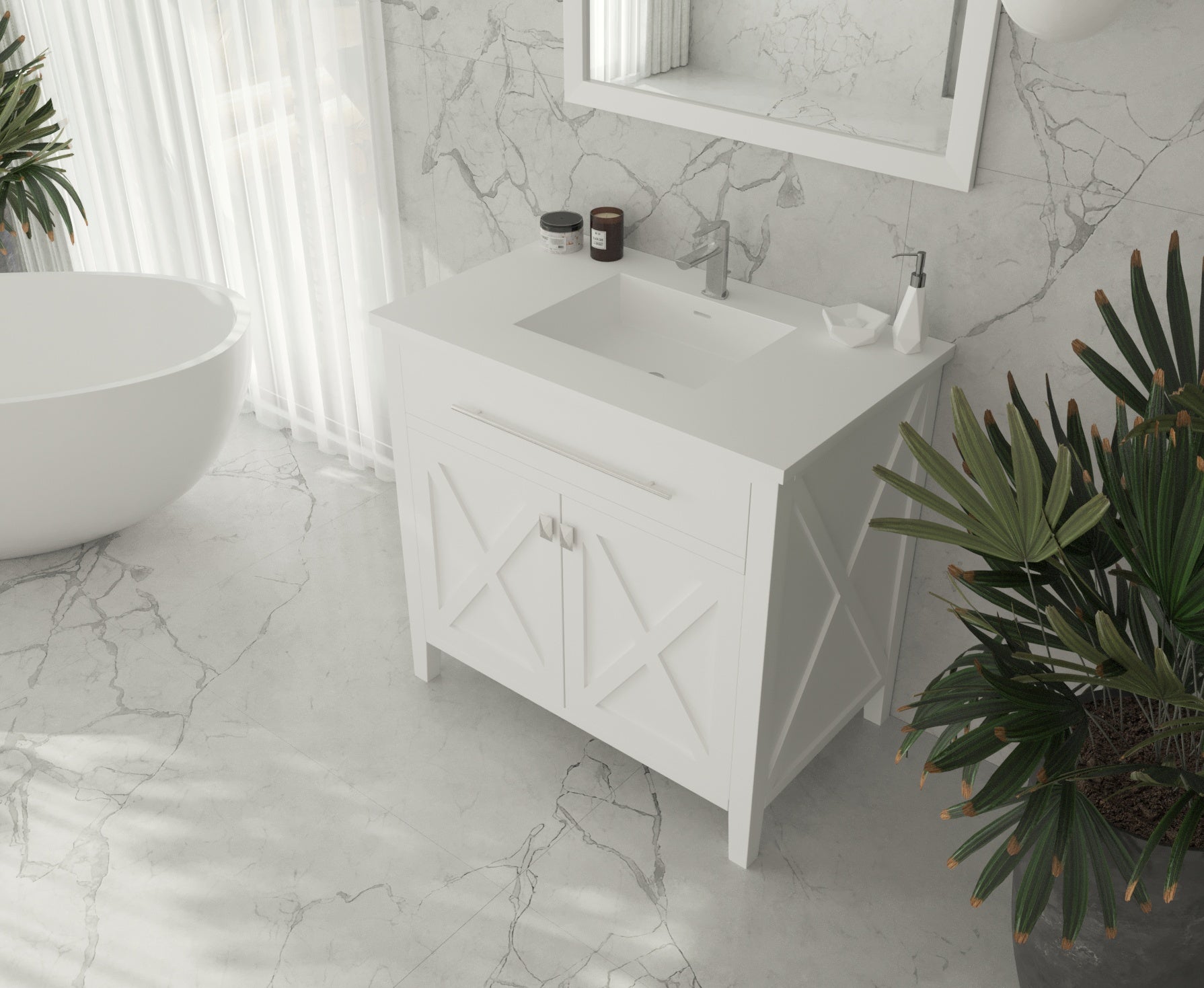 Wimbledon 36" White Bathroom Vanity with Countertop