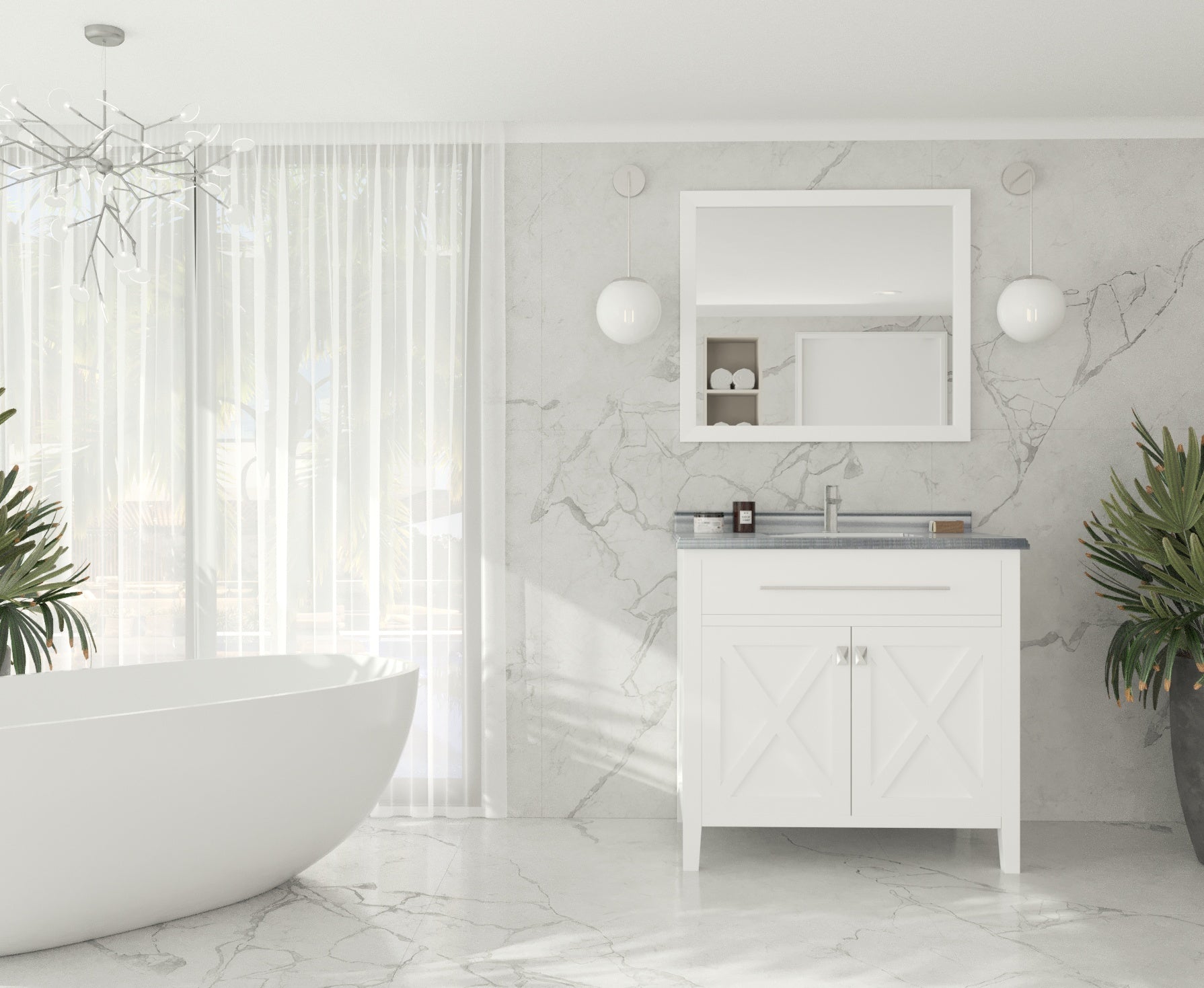 Wimbledon 36" White Bathroom Vanity with Countertop