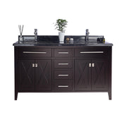 Wimbledon 60" Brown Double Sink Bathroom Vanity with Countertop