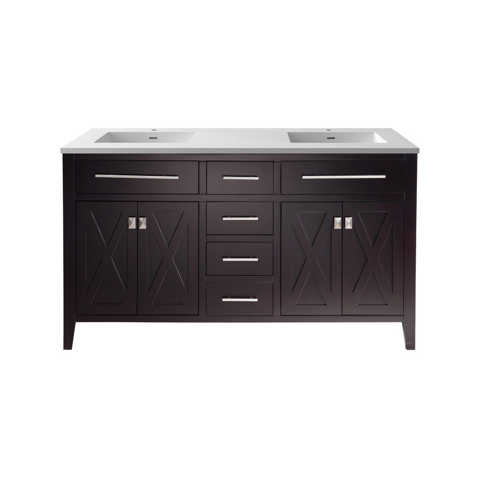 Wimbledon 60" Brown Double Sink Bathroom Vanity with Countertop