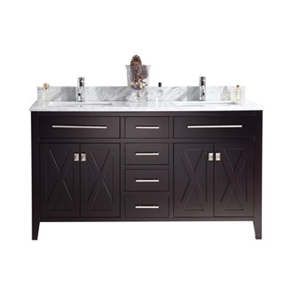 Wimbledon 60" Brown Double Sink Bathroom Vanity with Countertop