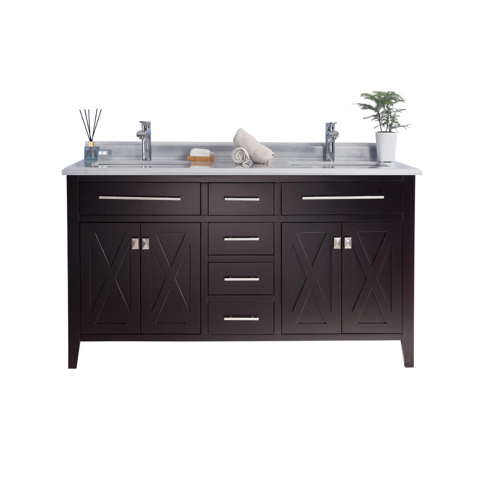 Wimbledon 60" Brown Double Sink Bathroom Vanity with Countertop