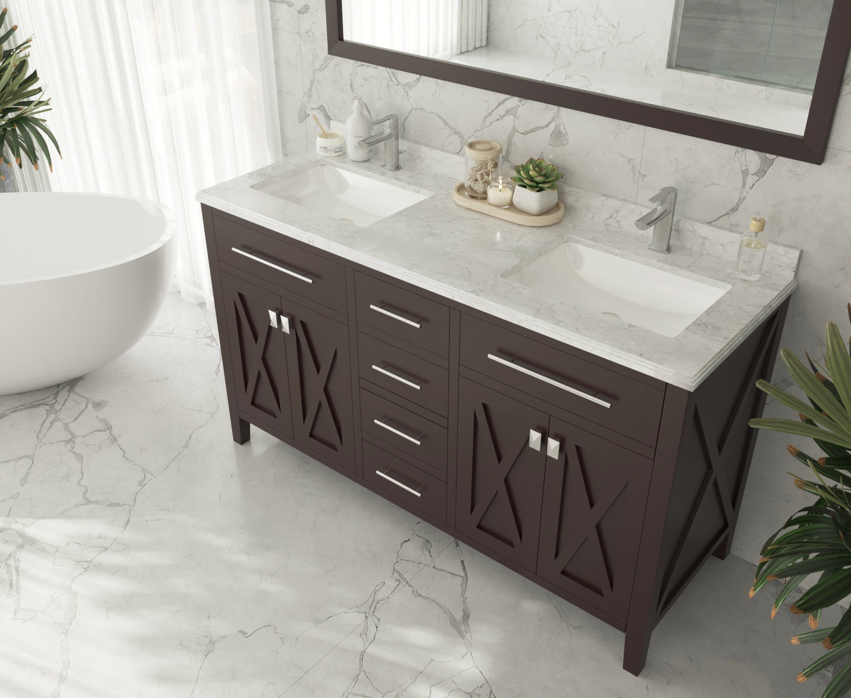 Wimbledon 60" Double Sink Bathroom Vanity Cabinet