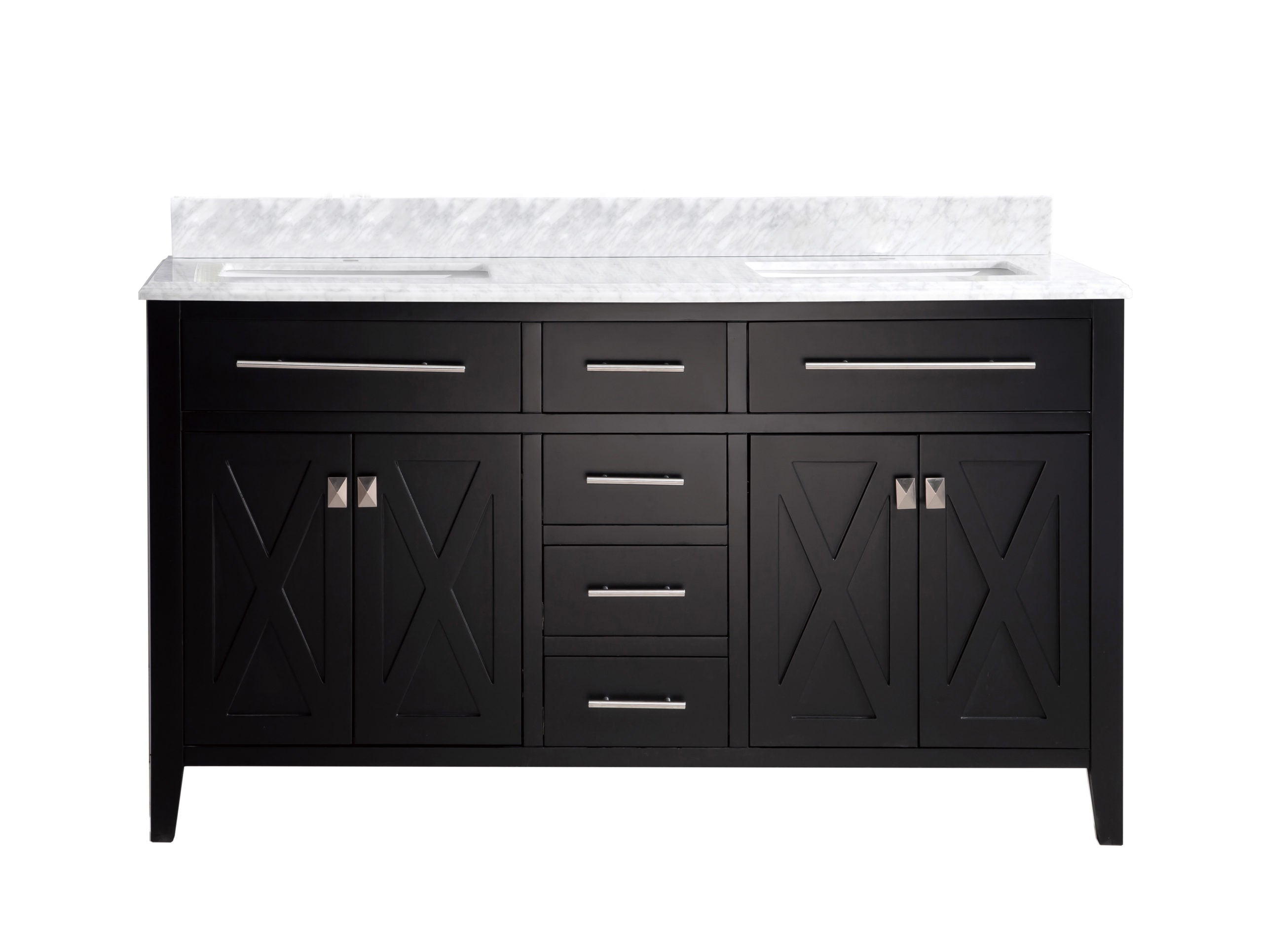 Wimbledon 60" Espresso Double Sink Bathroom Vanity with Countertop