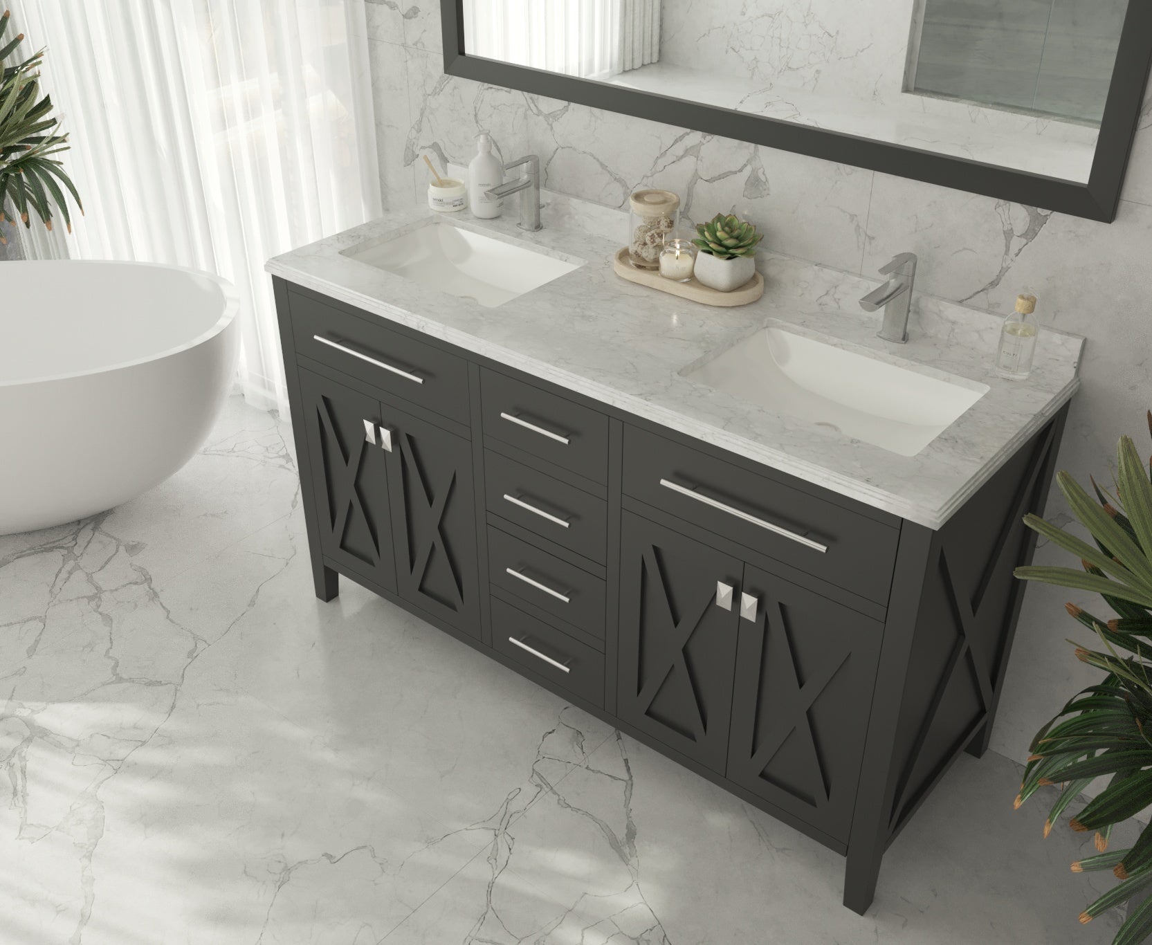 Wimbledon 60" Double Sink Bathroom Vanity Cabinet