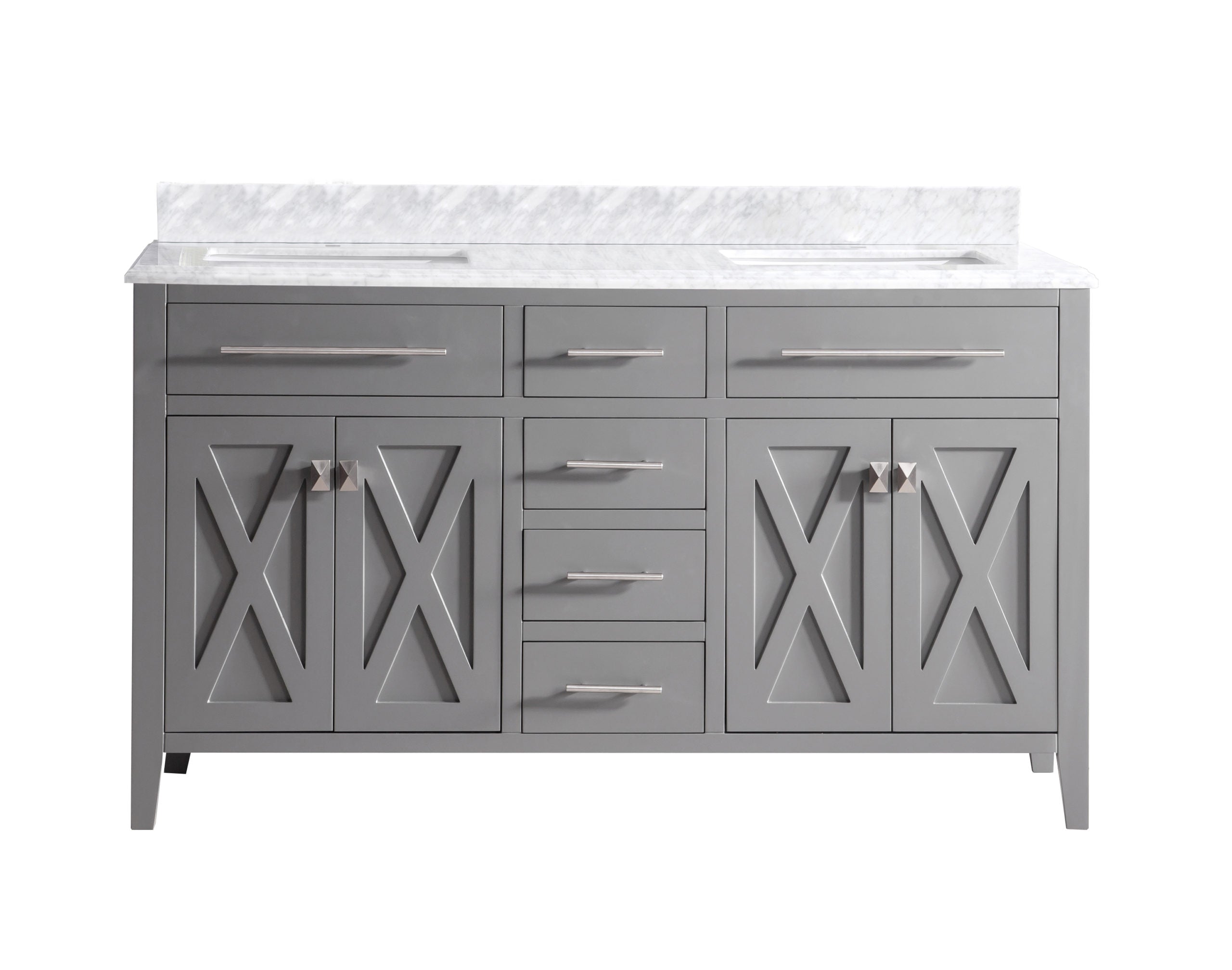 Wimbledon 60" Grey Double Sink Bathroom Vanity with Countertop