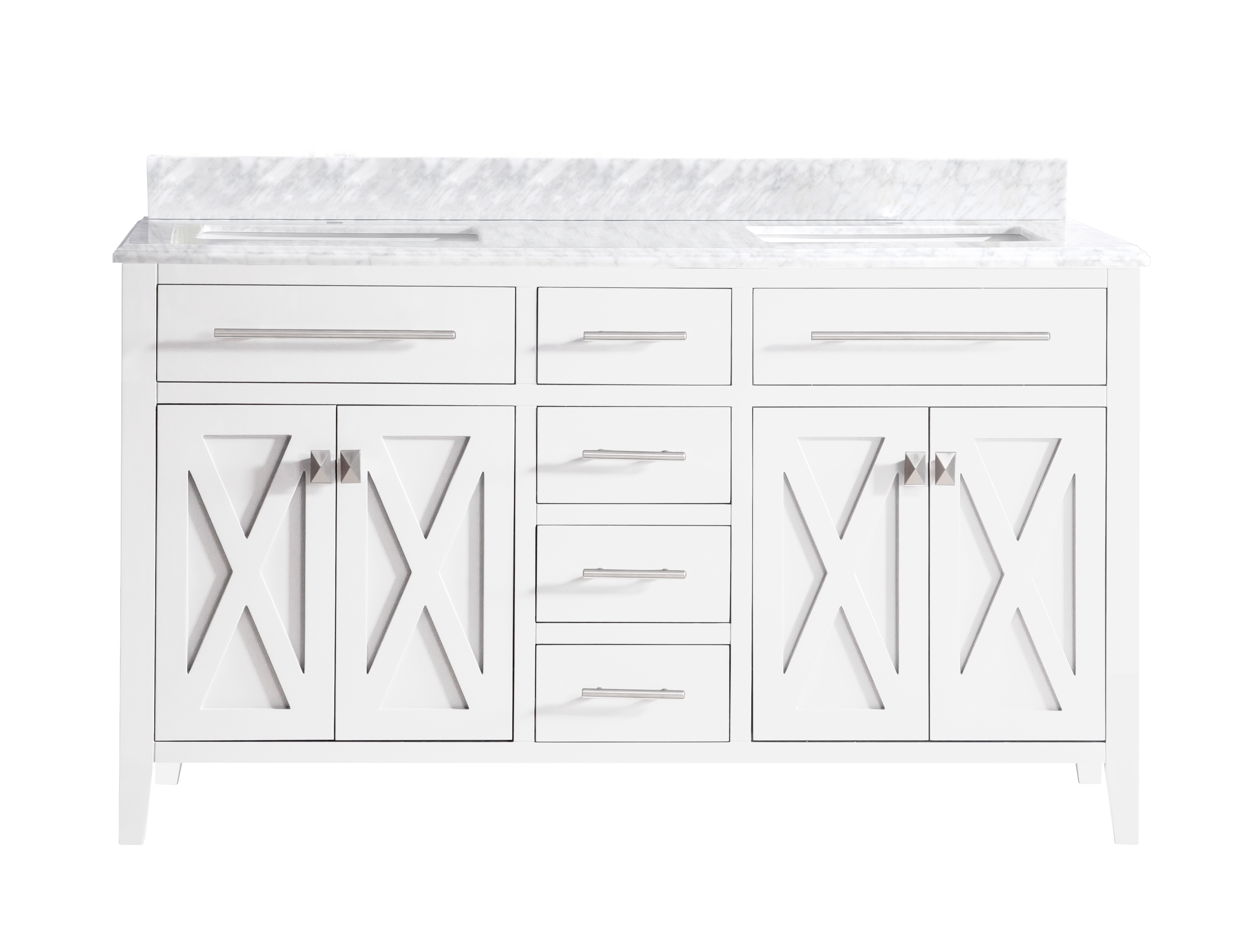 Wimbledon 60" White Double Sink Bathroom Vanity with Countertop
