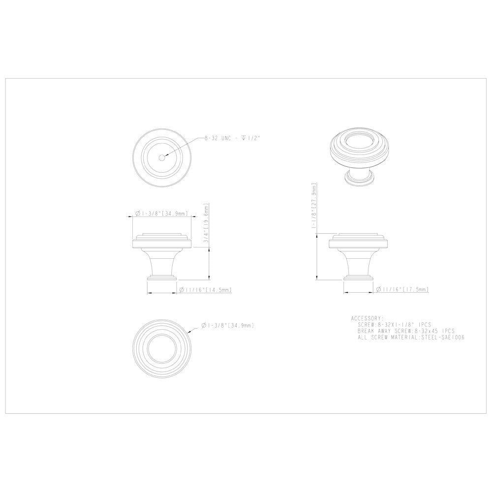 Hardware Resources 1-3/8" Diameter Satin Nickel Ring Lafayette Cabinet Knob
