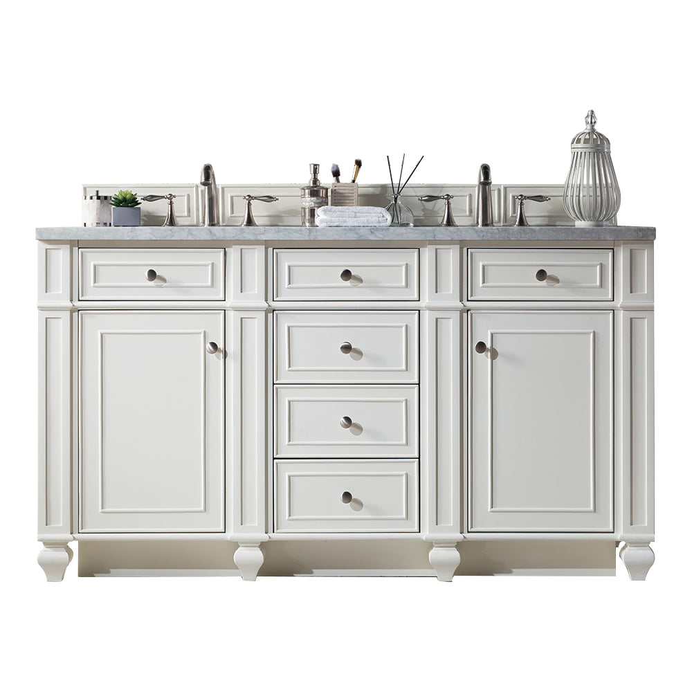 James Martin Bristol 60" Double Vanity in Bright White with 3cm Countertop