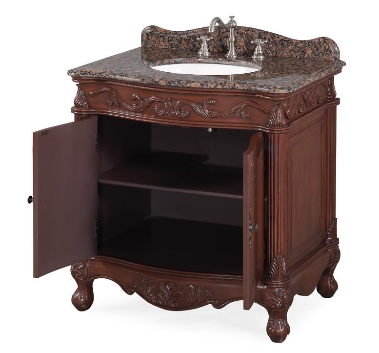 Chans Furniture CF-2873SB-TK 32 Inch Classic Style Medium Brown Fiesta Bathroom Sink Vanity