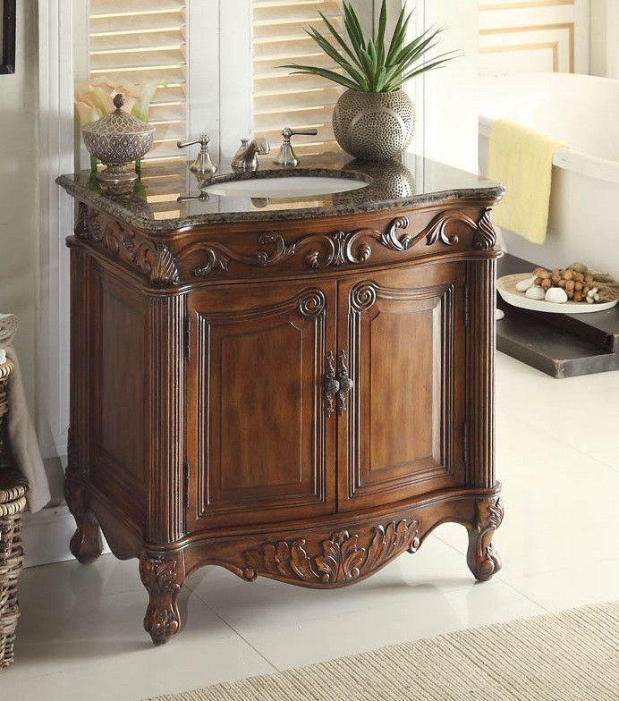 Chans Furniture CF-2873SB-TK 32 Inch Classic Style Medium Brown Fiesta Bathroom Sink Vanity