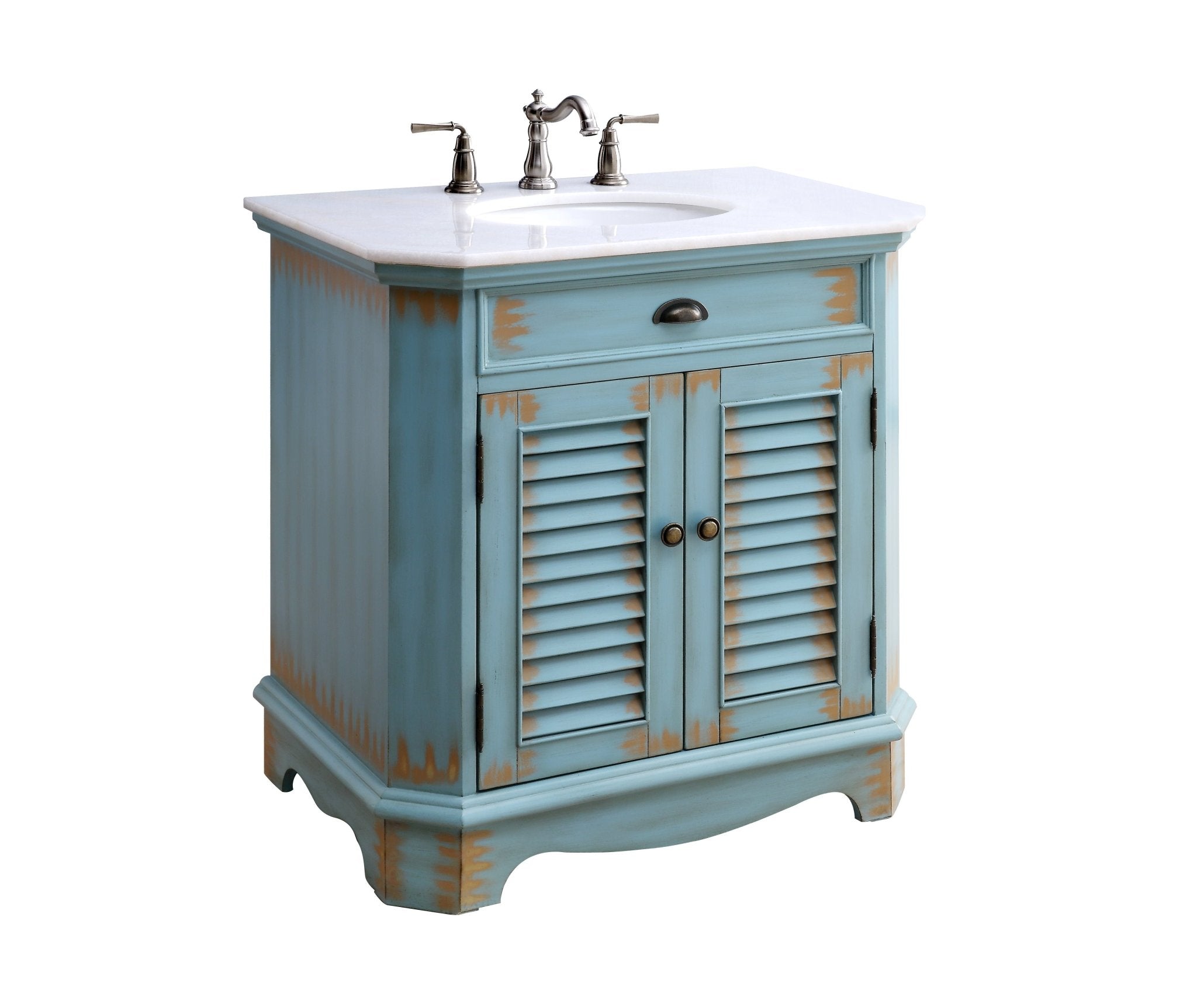 Chans Furniture 47884BU 32" Benton Collection Rustic Blue Bathroom Sink Vanity