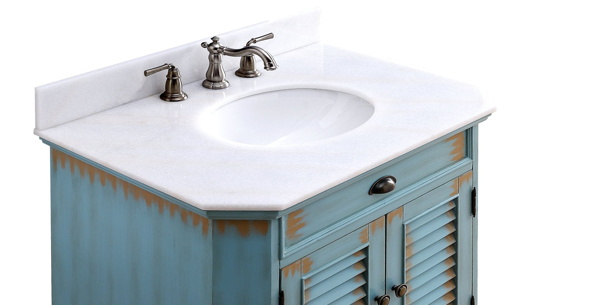 Chans Furniture 47884BU 32" Benton Collection Rustic Blue Bathroom Sink Vanity
