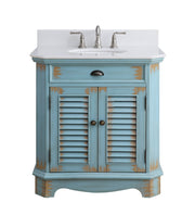 Chans Furniture 47884BU 32" Benton Collection Rustic Blue Bathroom Sink Vanity