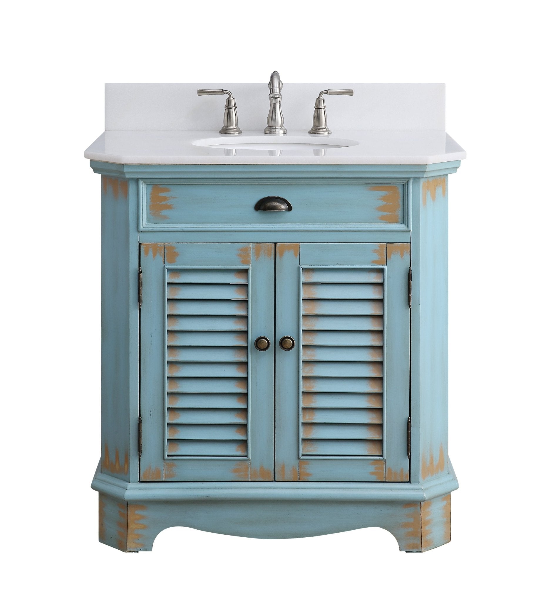Chans Furniture 47884BU 32" Benton Collection Rustic Blue Bathroom Sink Vanity