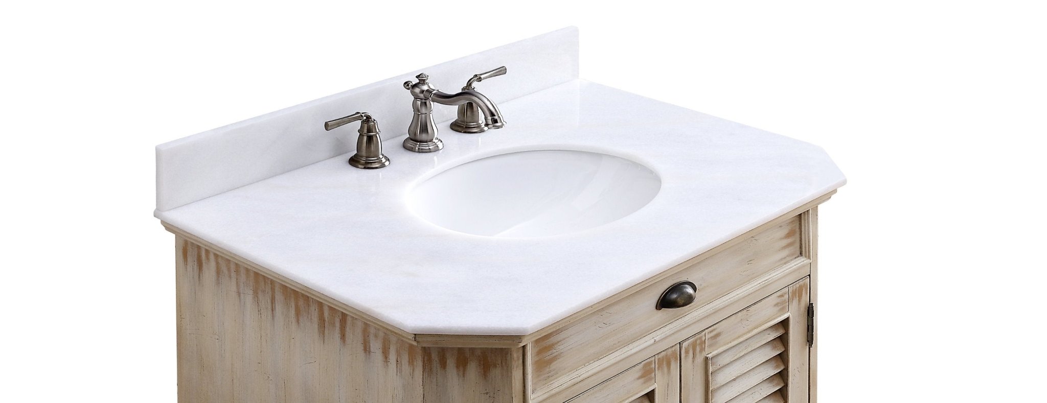 Chans Furniture CF-47524W 32" Benton Collection Distressed Beige Bathroom Sink Vanity