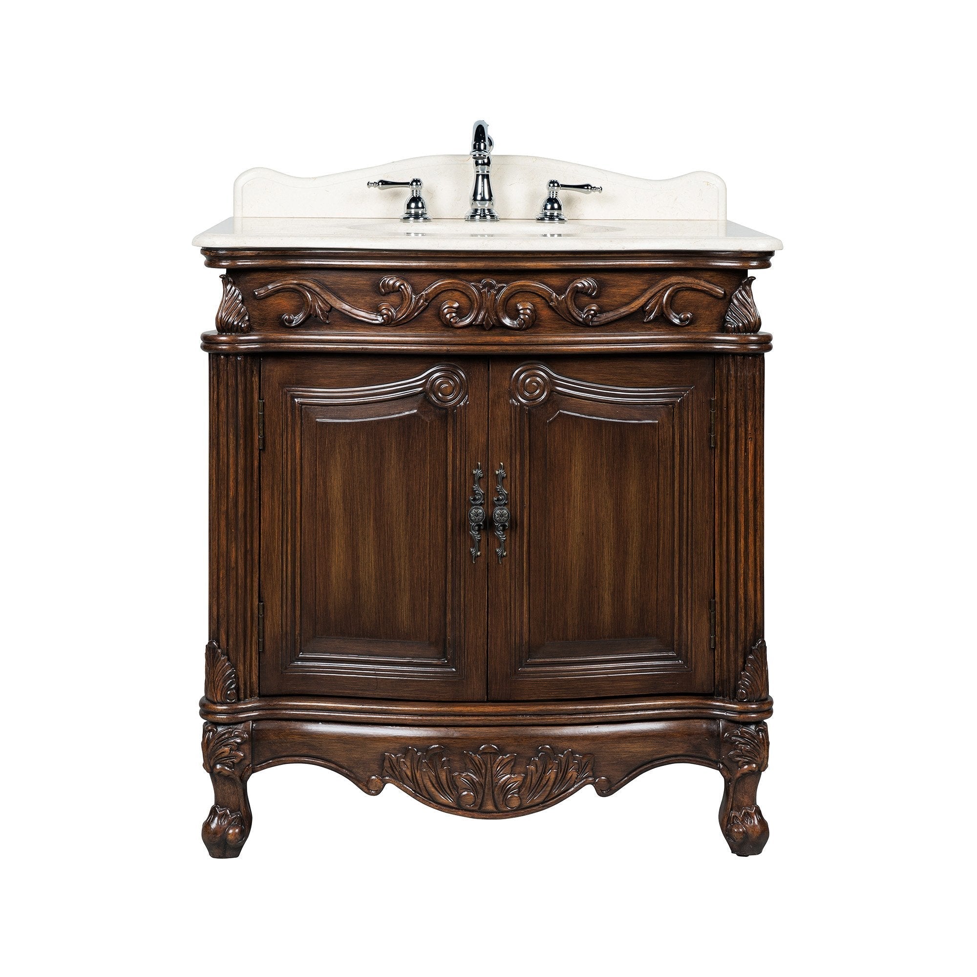 Chans Furniture CF-2873M-TK 32" Traditional style cream marble Fiesta Bathroom Sink Vanity   CF-2873M-TK