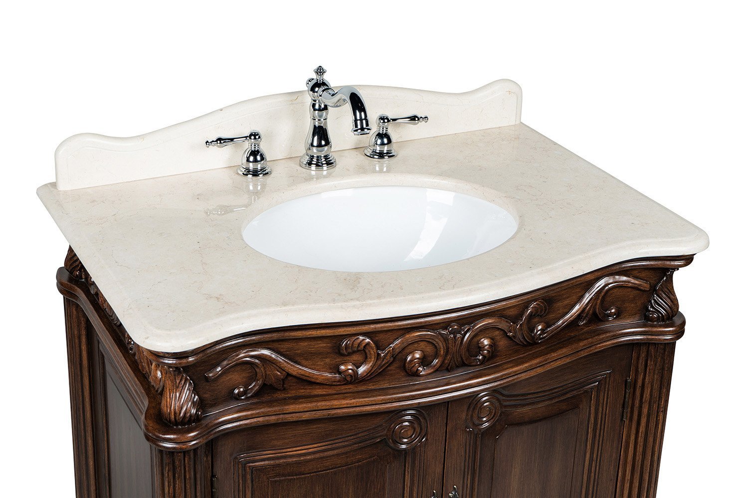 Chans Furniture CF-2873M-TK 32" Traditional style cream marble Fiesta Bathroom Sink Vanity   CF-2873M-TK