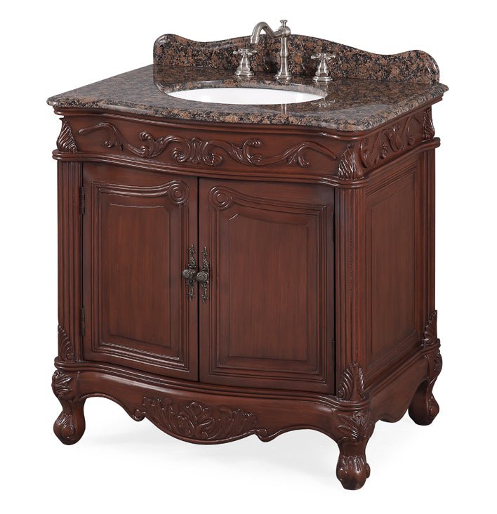 Chans Furniture CF-2873SB-TK 32" Traditional style cream marble Fiesta Bathroom Sink Vanity - CF-2873SB-TK