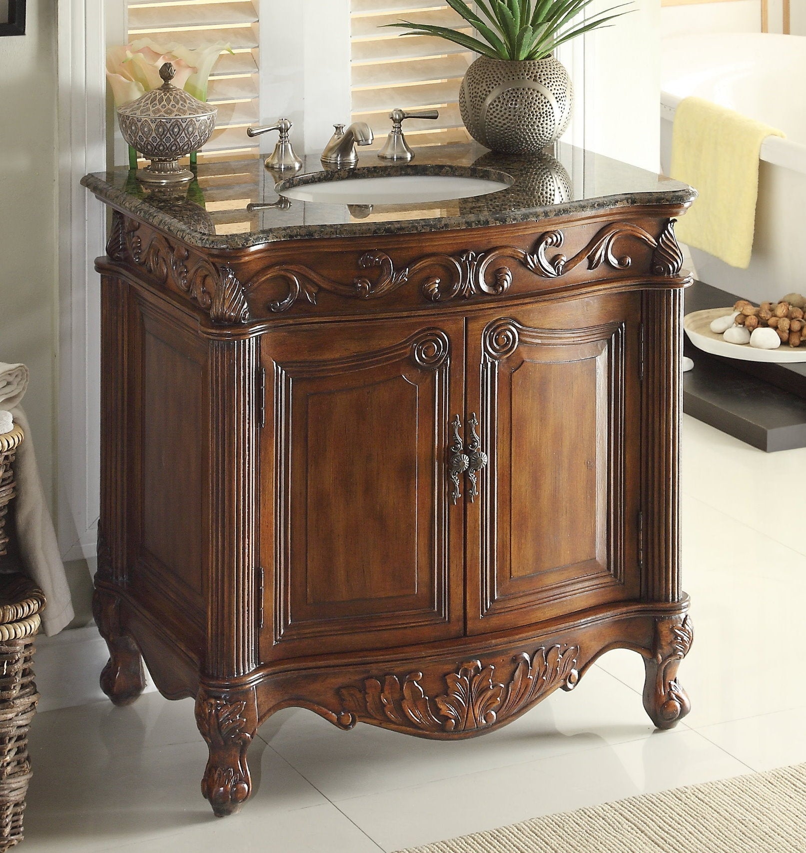Chans Furniture CF-2873SB-TK 32" Traditional style cream marble Fiesta Bathroom Sink Vanity - CF-2873SB-TK