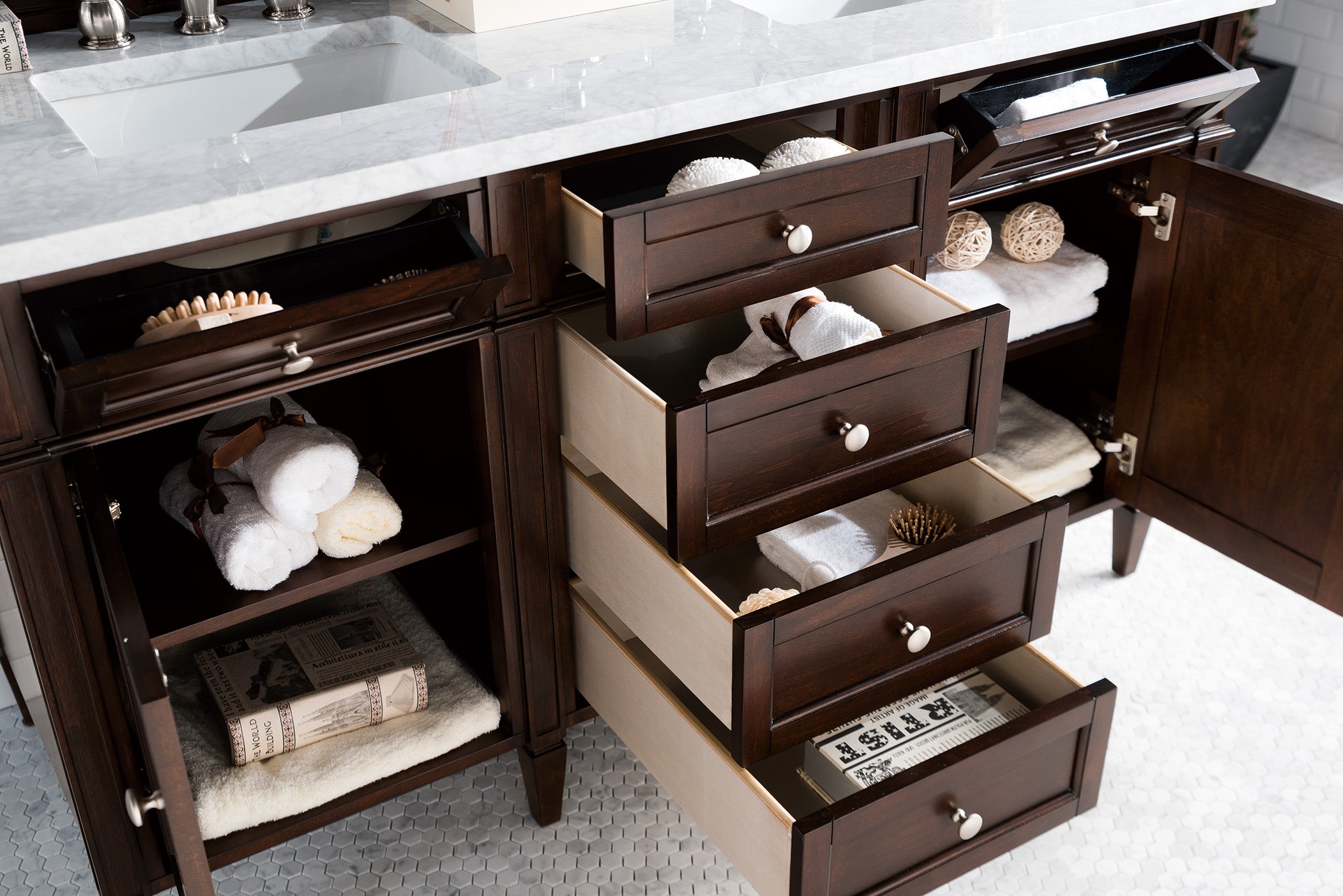 James Martin Brittany 60" Double Vanity in Burnished Mahogany with 3cm Countertop