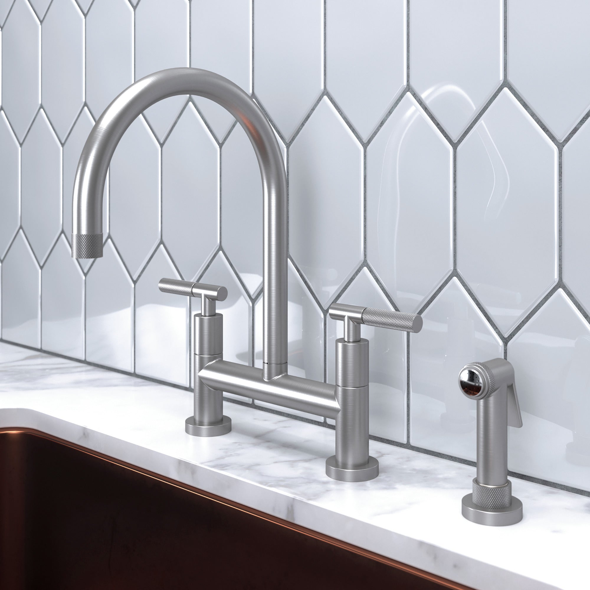 Newport Brass Muncy Kitchen Bridge Faucet with Side Spray