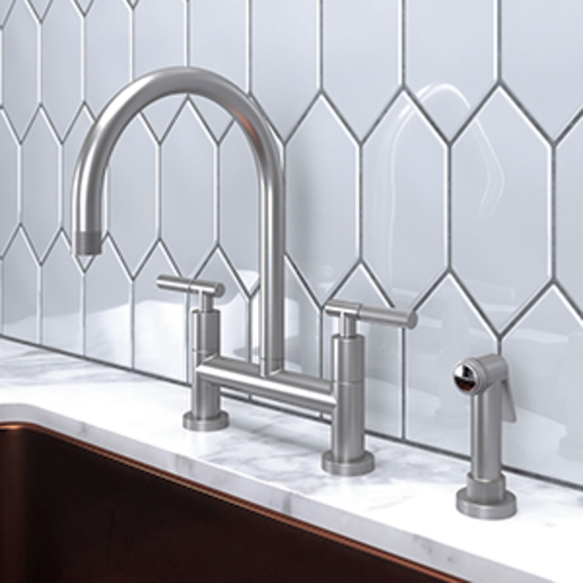 Newport Brass Muncy Kitchen Bridge Faucet with Side Spray