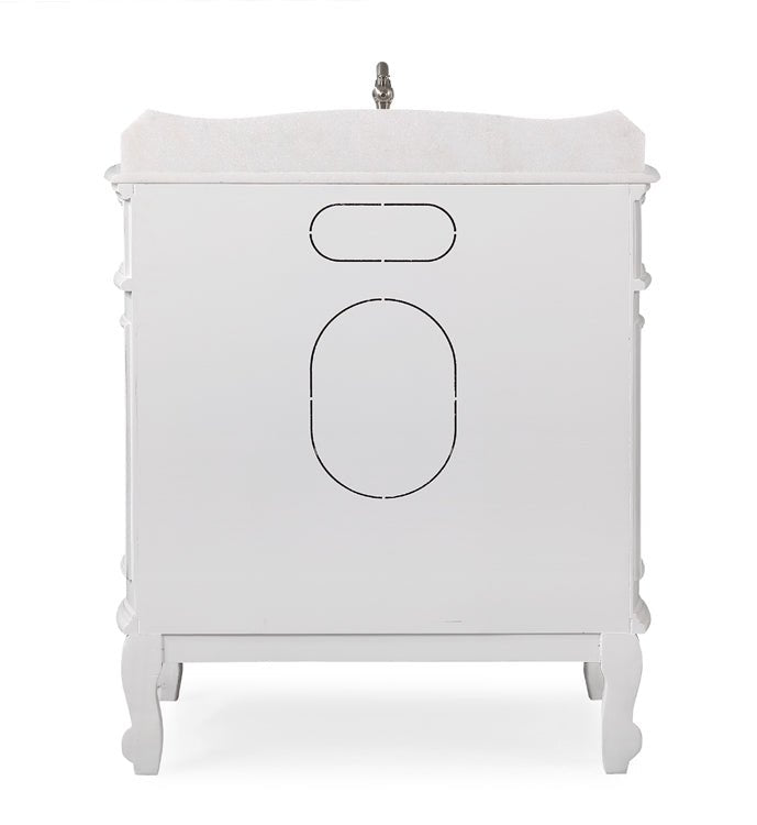 Chans Furniture ZK-021W-AW 33 Inch Traditional Antique Style White Benson Bathroom Sink Vanity