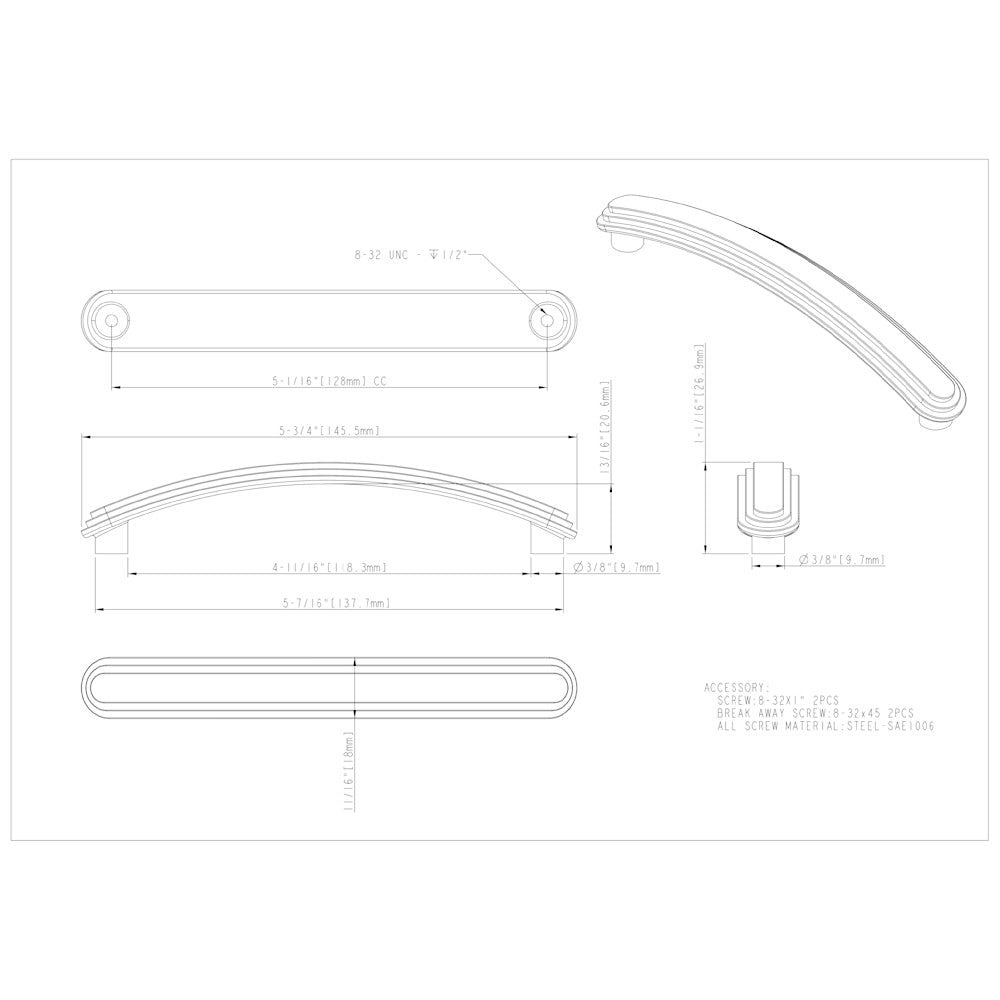 Hardware Resources 96 mm Center-to-Center Polished Chrome Arched Calloway Cabinet Pull