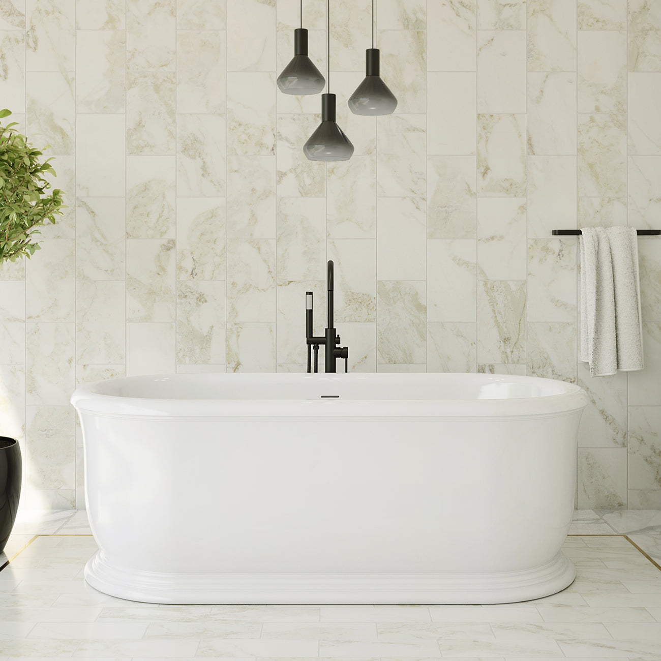 MAIDSTONE | DXV Slyph 71 Inch Resin Double Ended Freestanding Tub - No Faucet Drillings