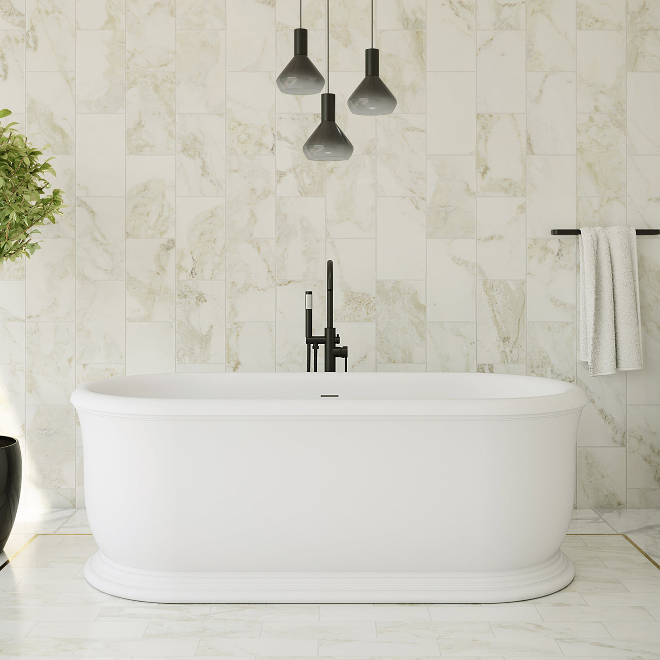 MAIDSTONE | DXV Slyph 71 Inch Resin Double Ended Freestanding Tub - No Faucet Drillings