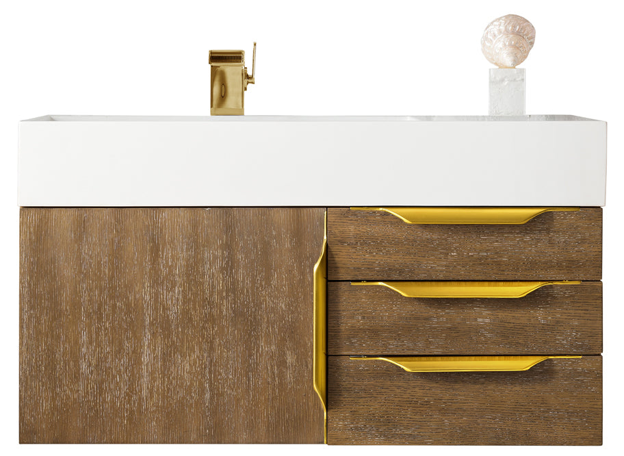 James Martin Columbia 36" Wall Mounted Single Vanity with Mineral Composite Stone Countertop