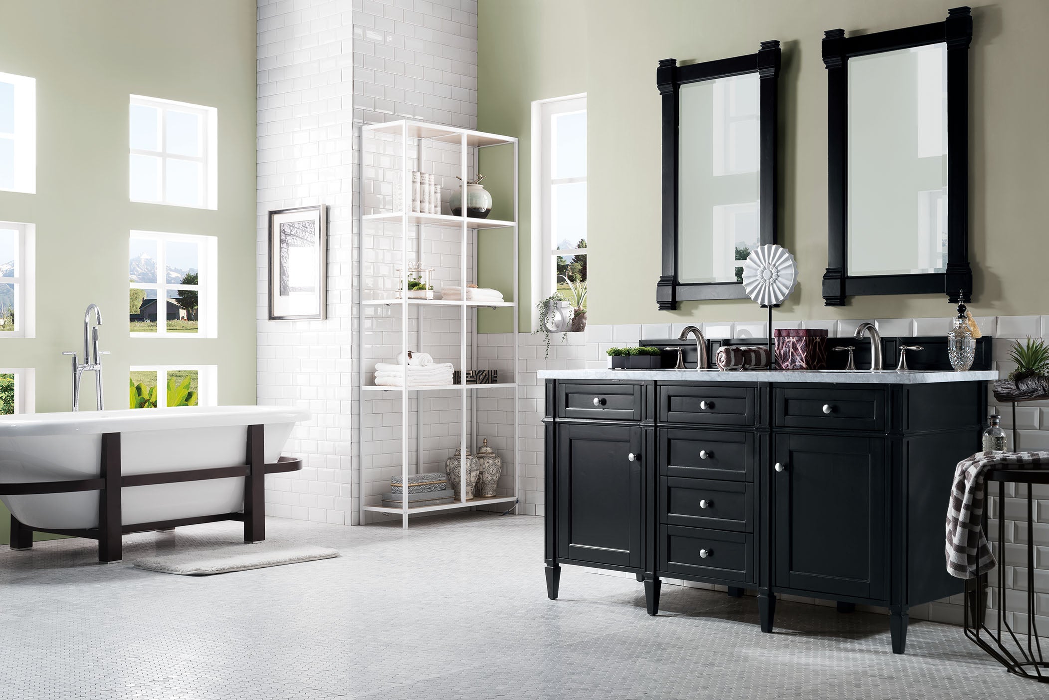 James Martin Brittany 60" Double Vanity in Black Onyx with 3cm Countertop