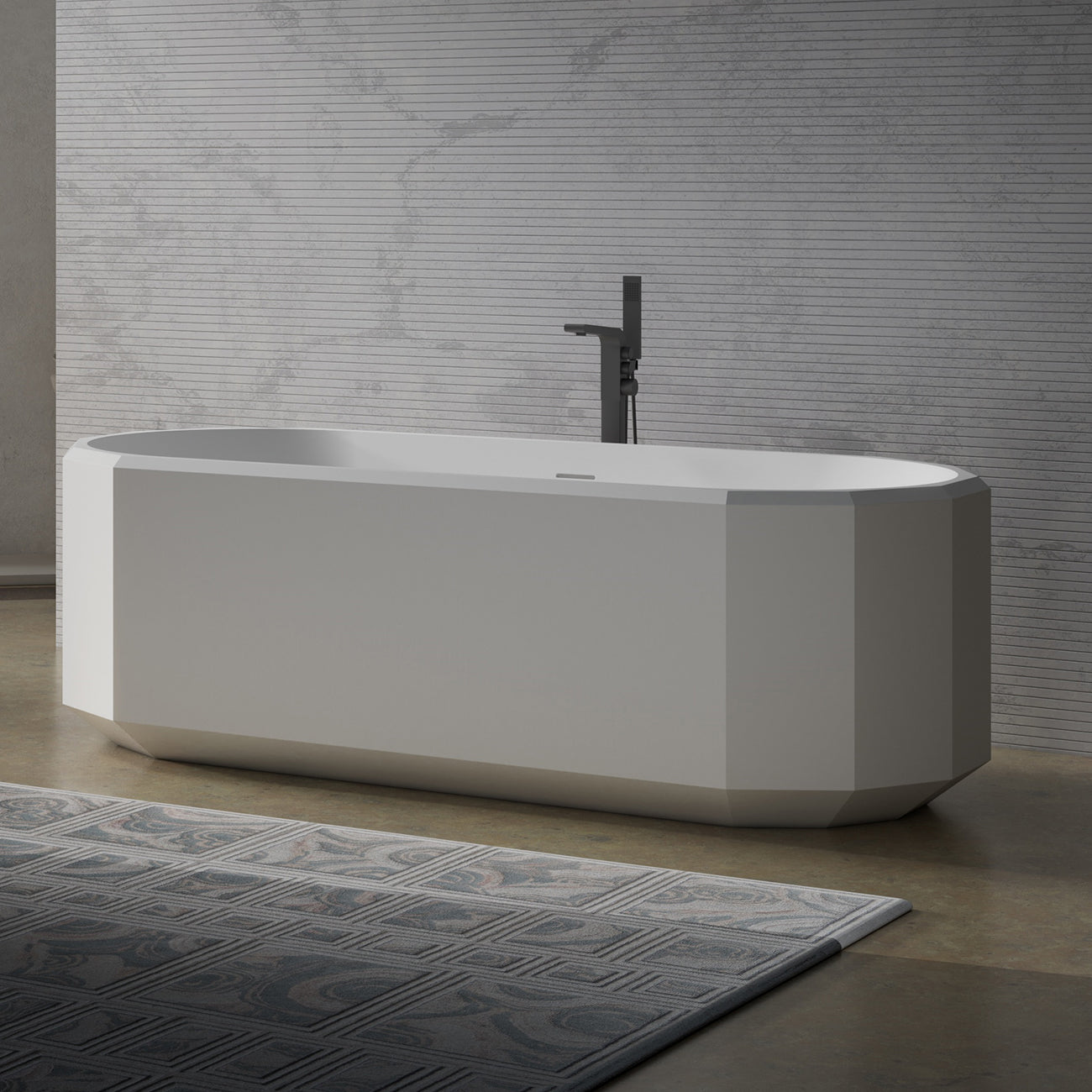MAIDSTONE | DXV Kali Vertical 67 Inch Solid Surface Freestanding Tub