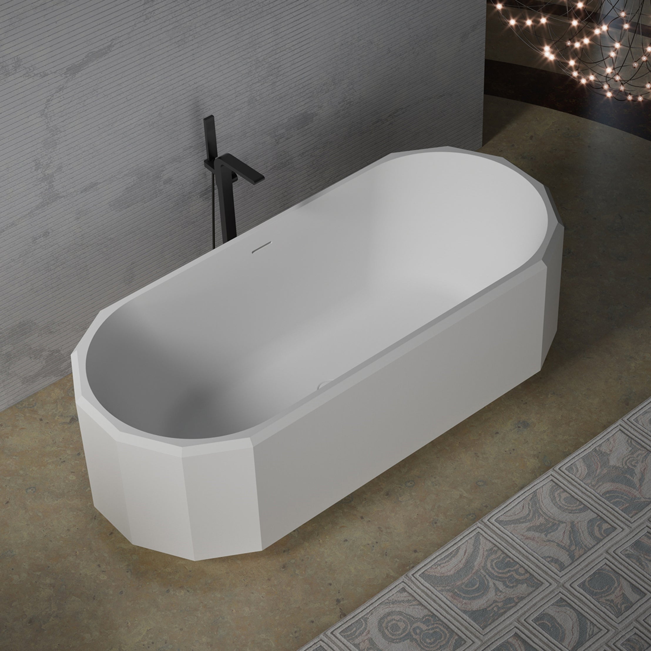 MAIDSTONE | DXV Kali Vertical 67 Inch Solid Surface Freestanding Tub