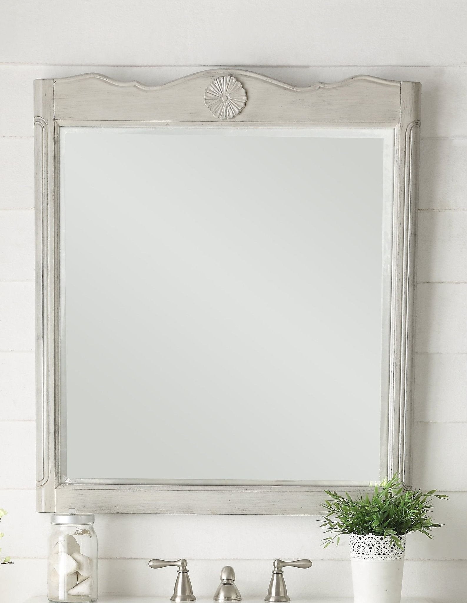 Chans Furniture HF-081CK 34 Inch Distressed Gray Daleville Cottage Style Bathroom Sink Vanity