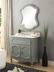 Chans Furniture GD-1533CK 34 Inch Gray Charming Cottage Chic Knoxville Vanity